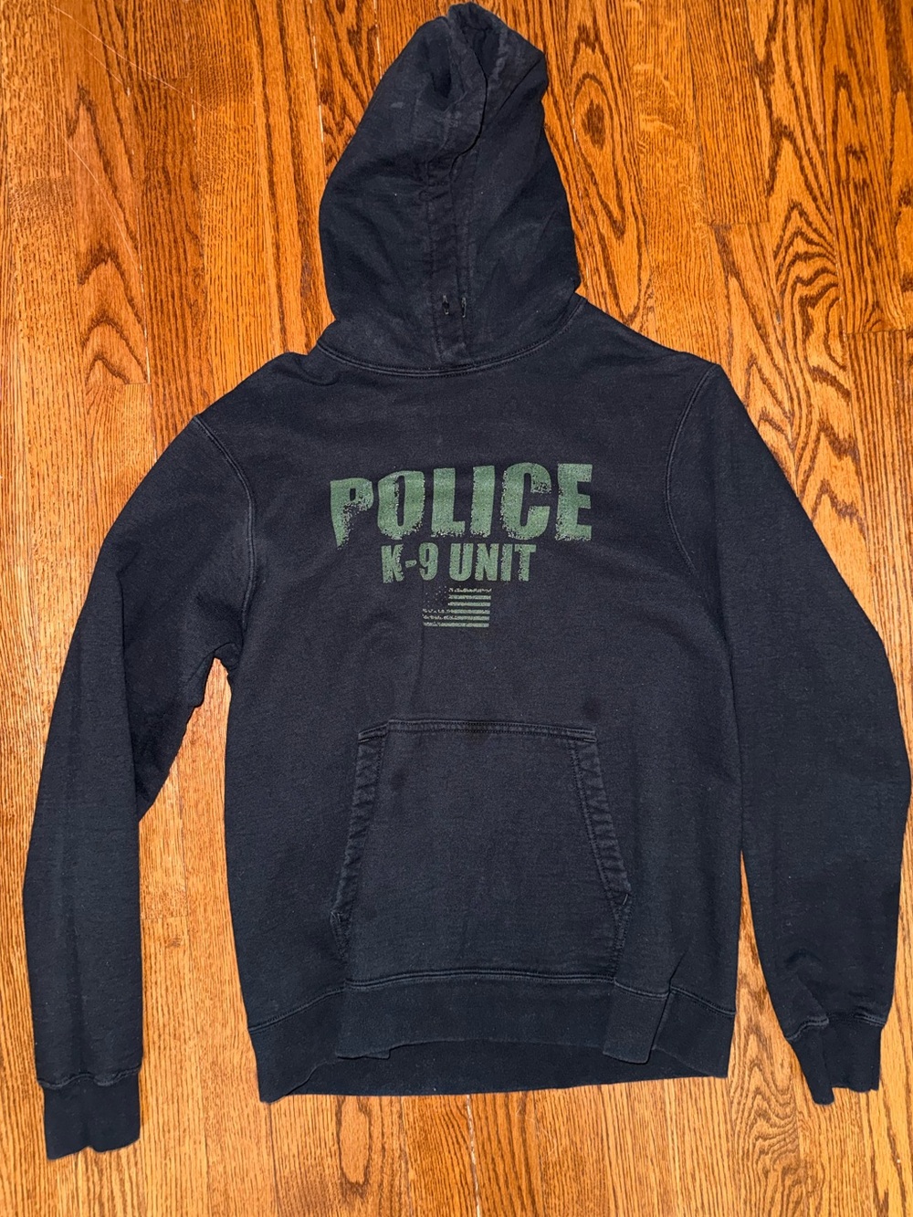 Gildan Black Hooded Sweatshirt with Green 'POLICE K-9 UNIT' Graphic